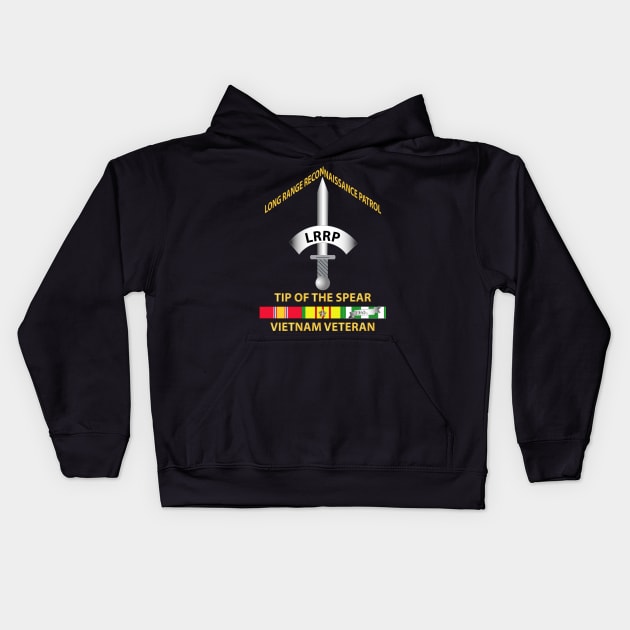 Badge - LRRP - Tip of the Spear - Vietnam Vet w SVC Kids Hoodie by twix123844